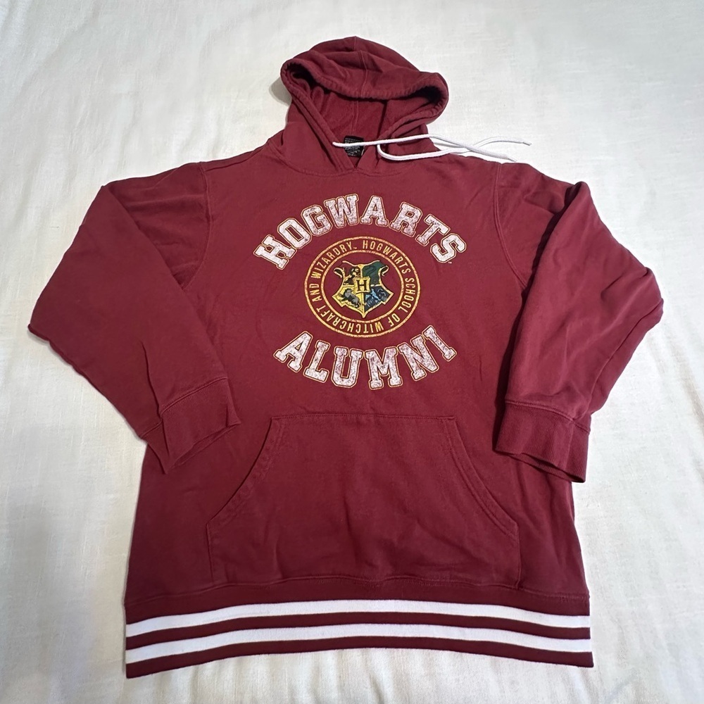 Harry Potter Hoodie Mens XL Maroon Hogwarts Alumni Pullover Fleece Sweatshirt